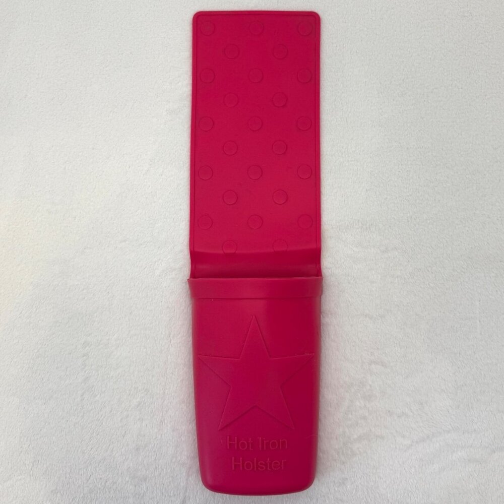 Rubber Silicone Hot Iron Holster Vanity Side Hang for Hair Styling Products Pink